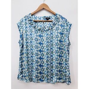 Sabrina Womens XL Sleeveless Ruffle Neck Light Blouse Satin Career Dress S1017